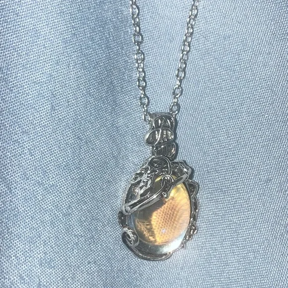 Moonstone Silver Tone Pendant Necklace - Picture 3 of 5